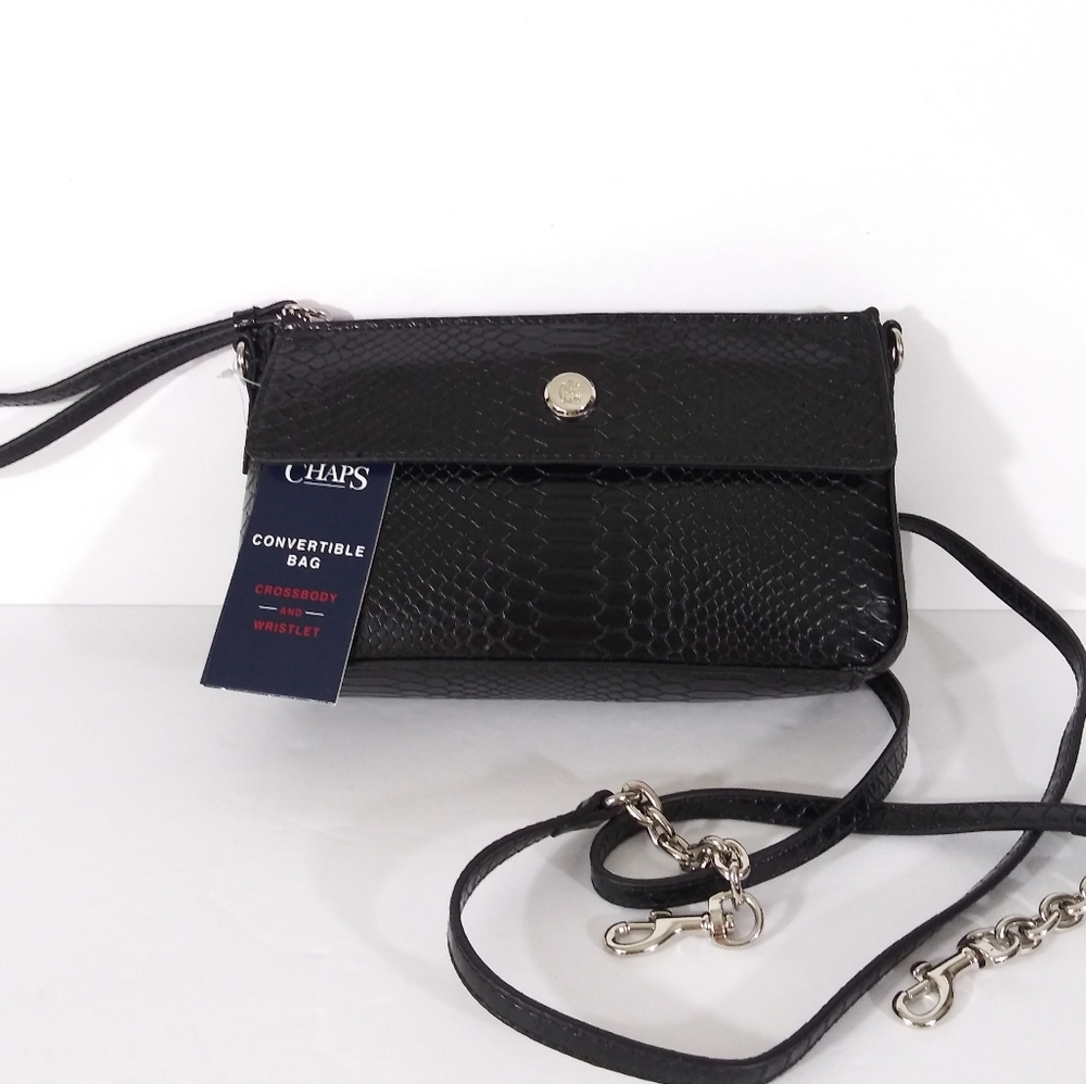 NWT CHAPS SNAKE CROSSBODY WRISTLET CONVERTIBLE BAG